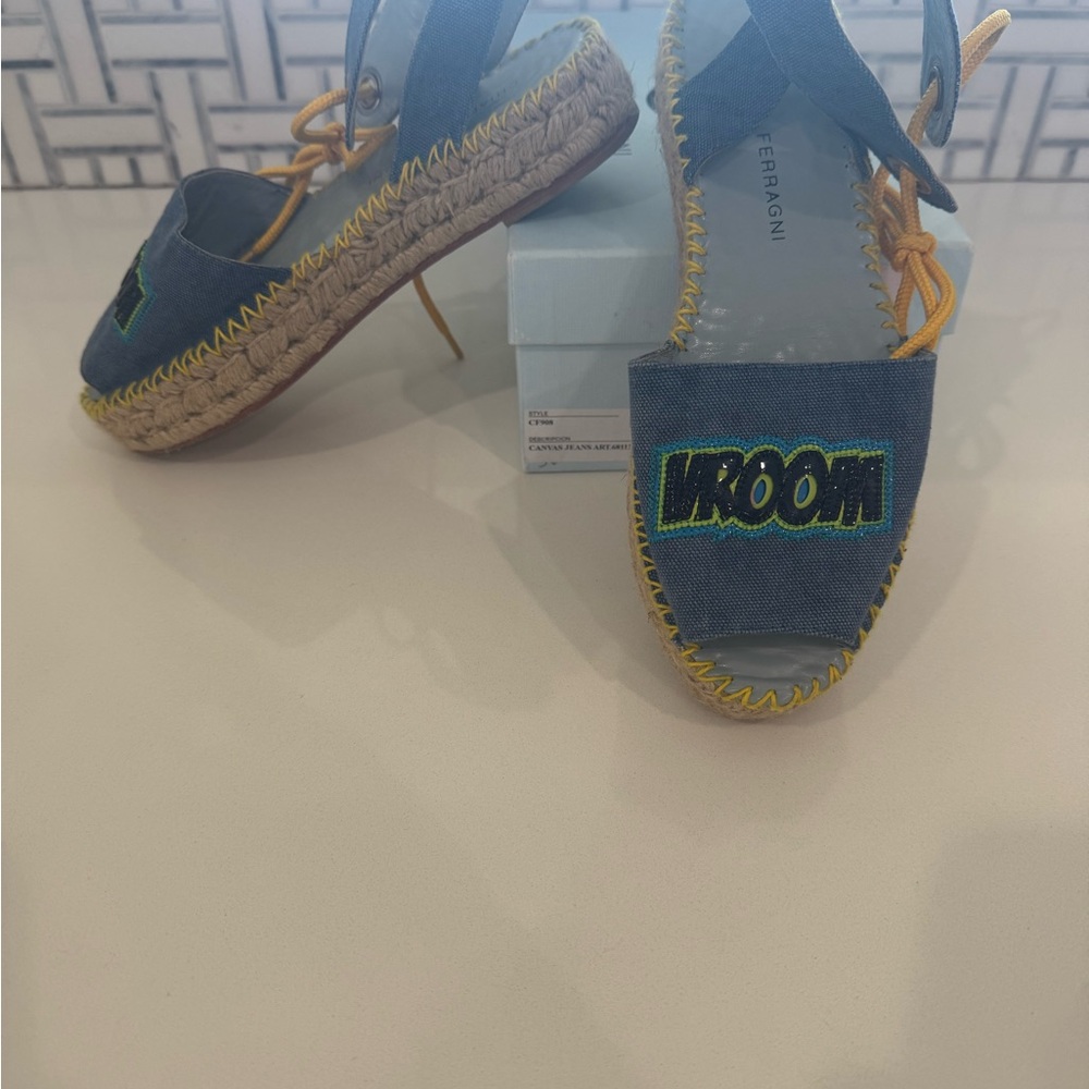 Chiara Ferragni Blue Espadrilles Casual Slip-On